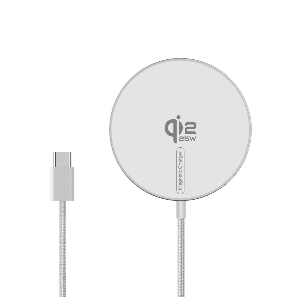 Fast Magnetic Wireless Charger For Phones and Wireless Pods Qi2 25W White Wireless Charger FoneFunShop
