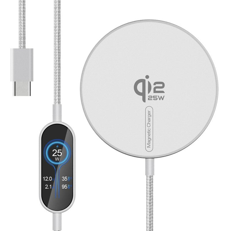 Fast Magnetic Wireless Charger For Phones and Wireless Pods Qi2 25W White Wireless Charger FoneFunShop