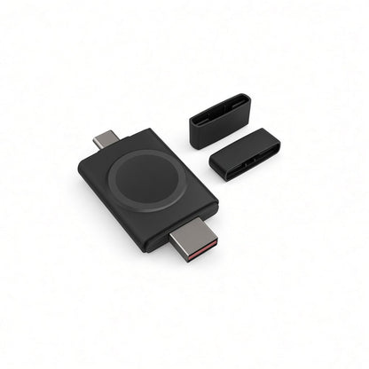 Portable Dual-Side Magnetic Charger for Smart Watches in Black with USB-A / C Watch Charger FoneFunShop