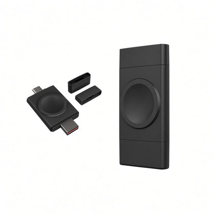 Portable Dual-Side Magnetic Charger for Smart Watches in Black with USB-A / C Watch Charger FoneFunShop