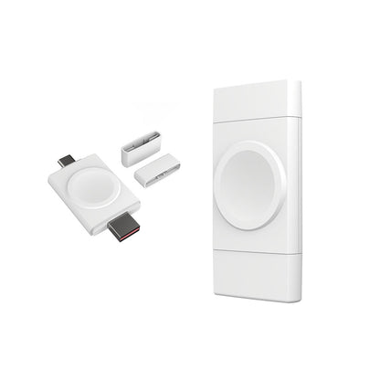Portable Dual-Side Magnetic Charger for Smart Watches in White with USB-A / C Watch Charger FoneFunShop
