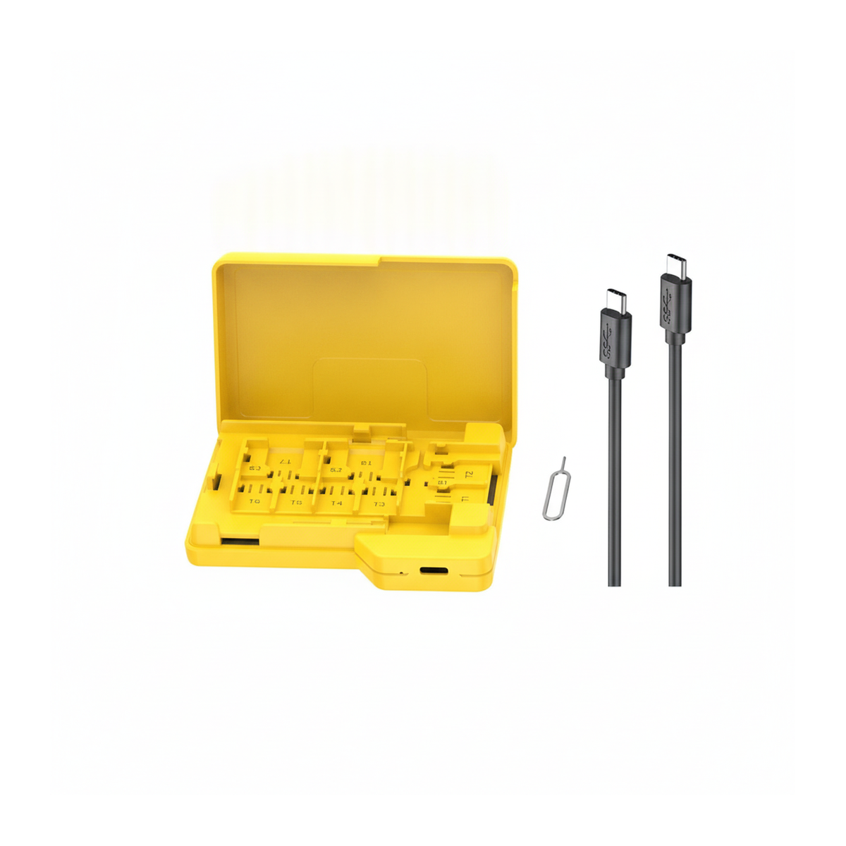 Budi USB-C Card Reader 3 x TF 1 x SD 5Gbps with 100W Cable Yellow Card Reader FoneFunShop