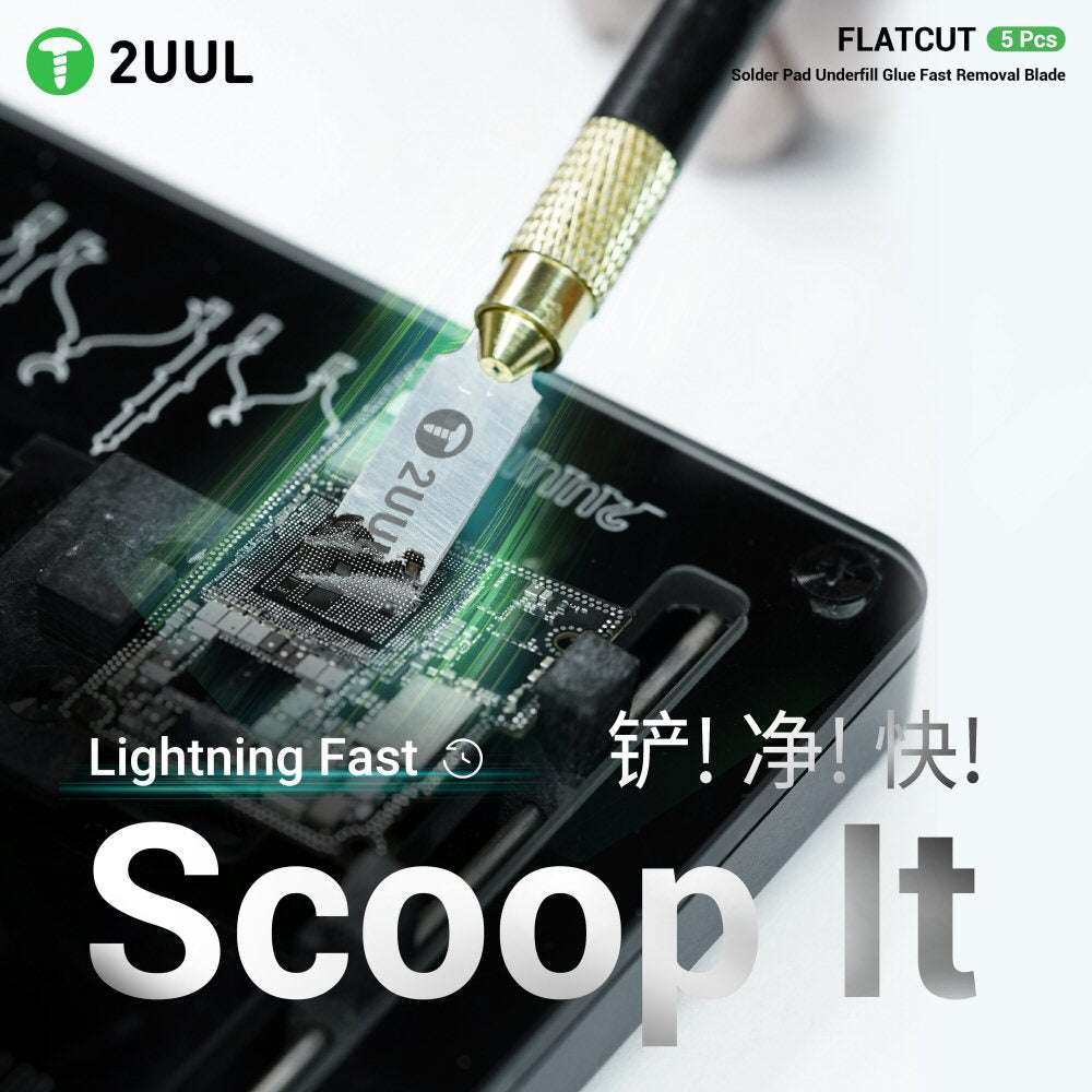 Flatcut Scraper Set 5 Piece Solder Pad Removal Tool for Underfill Glue 2uul DA28 Tool FoneFunShop