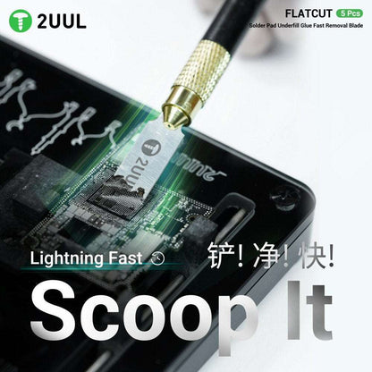Flatcut Scraper Set 5 Piece Solder Pad Removal Tool for Underfill Glue 2uul DA28 Tool FoneFunShop