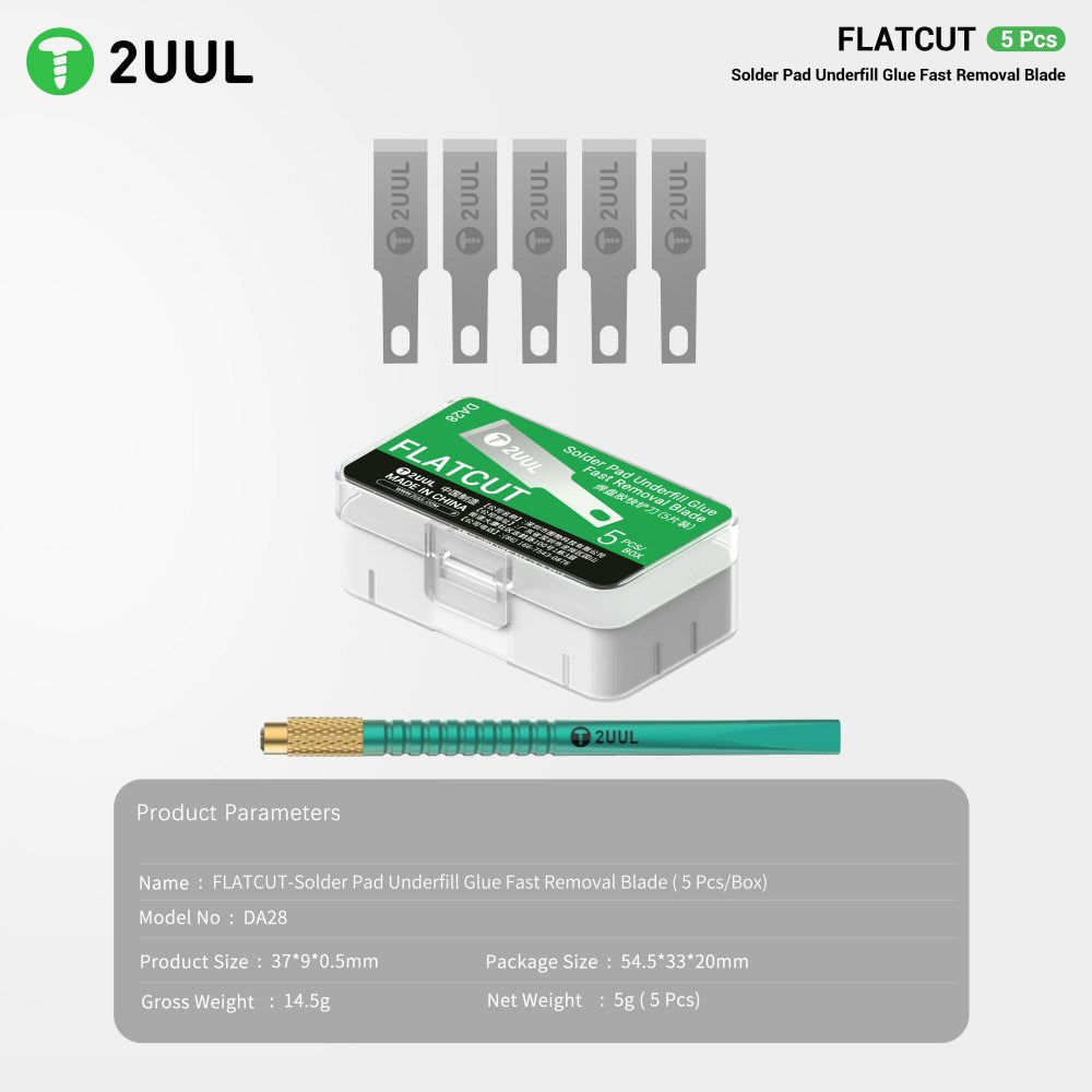 Flatcut Scraper Set 5 Piece Solder Pad Removal Tool for Underfill Glue 2uul DA28 Tool FoneFunShop