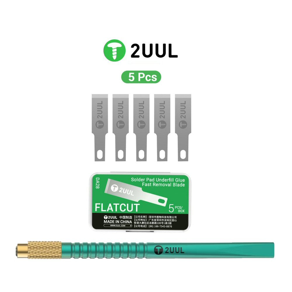 Flatcut Scraper Set 5 Piece Solder Pad Removal Tool for Underfill Glue 2uul DA28 Tool FoneFunShop