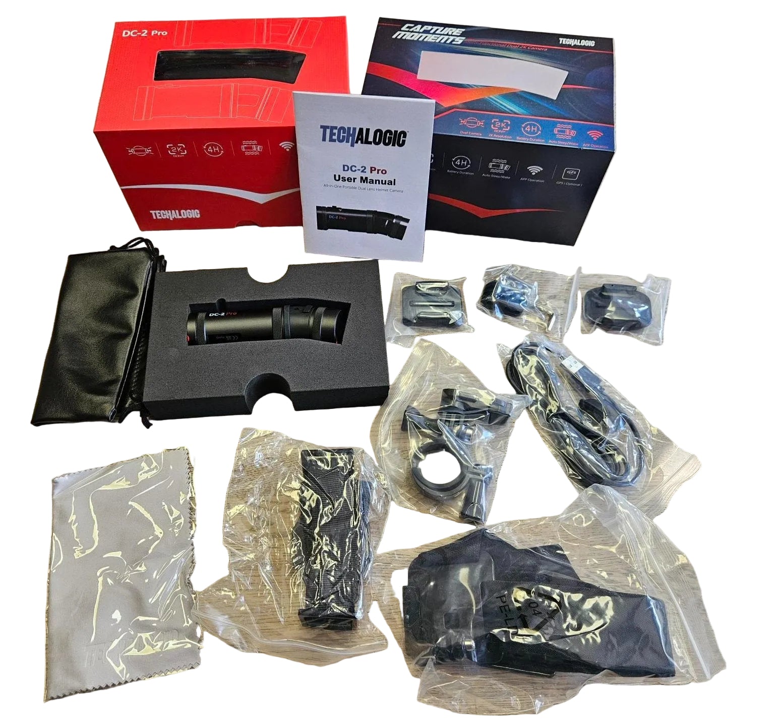 Techalogic DC-2 Pro Helmet Camera QHD 2K Dual Lens Front and Rear Record Camera FoneFunShop
