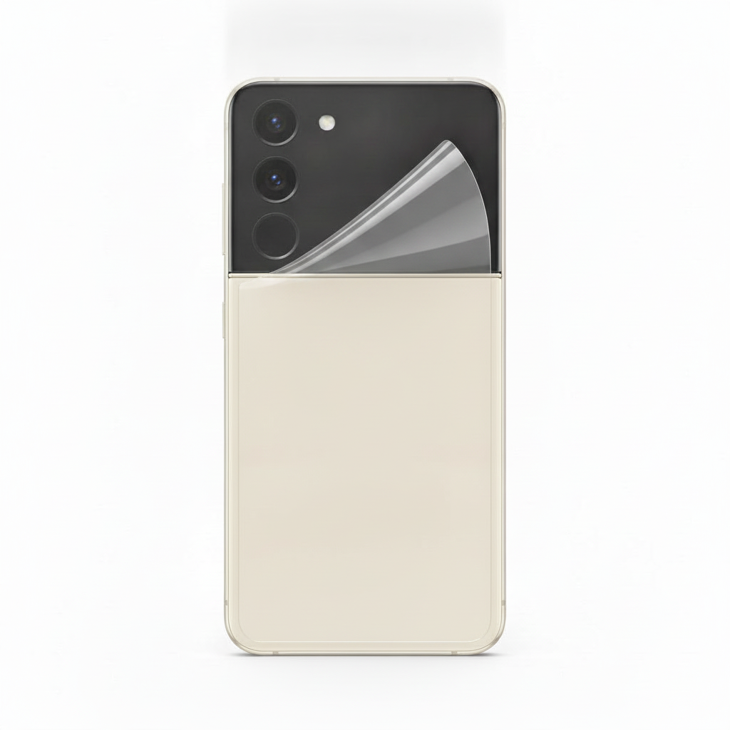 Clear hydrogel back film fitted on Samsung Galaxy Z Flip 3