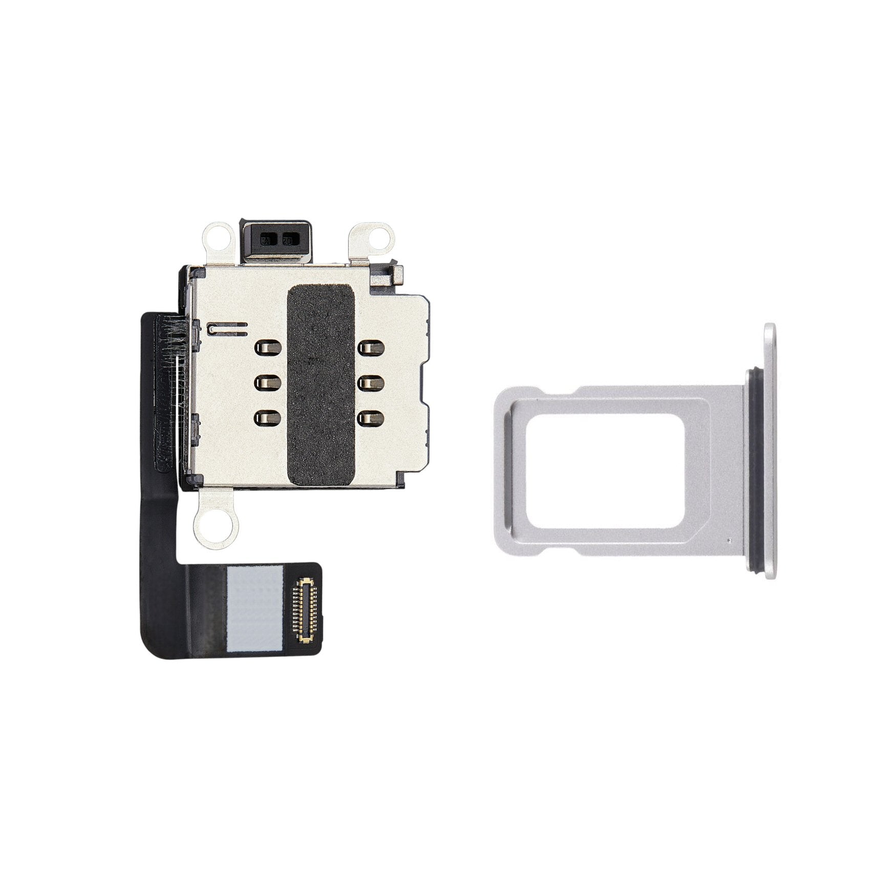 Dual Sim Reader and Sim Tray for iPhone 16e Silver Sim Tray FoneFunShop