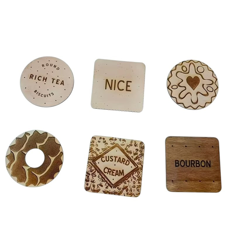 6pcs Wooden Classic Cookie Coasters Set - Festive Table & Home Decor Festive FoneFunShop
