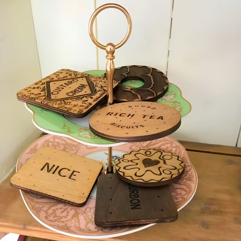 6pcs Wooden Classic Cookie Coasters Set - Festive Table & Home Decor Festive FoneFunShop
