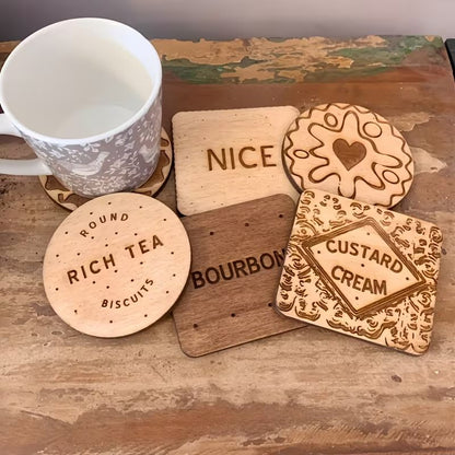 6pcs Wooden Classic Cookie Coasters Set - Festive Table & Home Decor Festive FoneFunShop