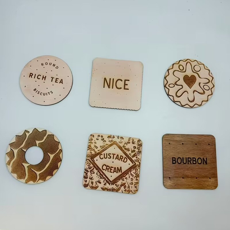 6pcs Wooden Classic Cookie Coasters Set - Festive Table & Home Decor Festive FoneFunShop