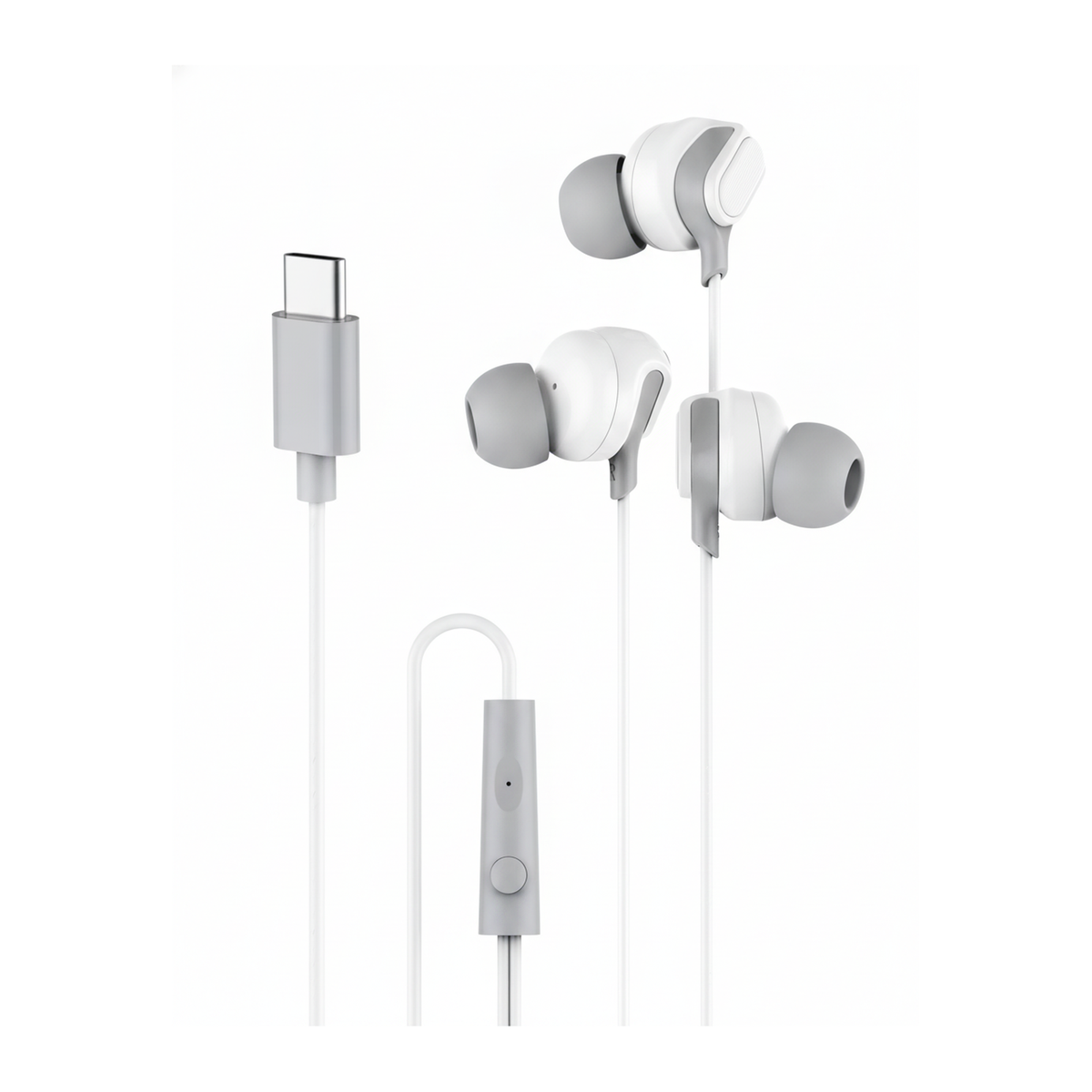 Budi EP39T USB-C Wired Earphones with Mic Sweatproof Ear Tips - angled right view