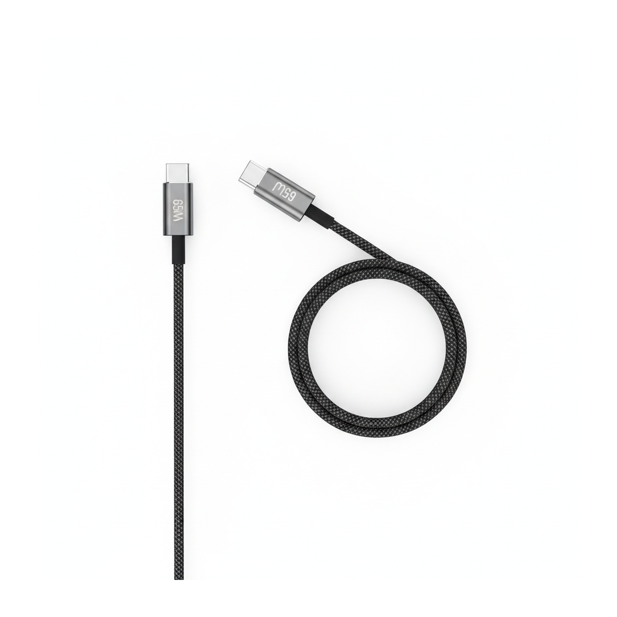Budi 5M USB-C to USB-C Cable 65W PD Braided Long Charging Cable - top view