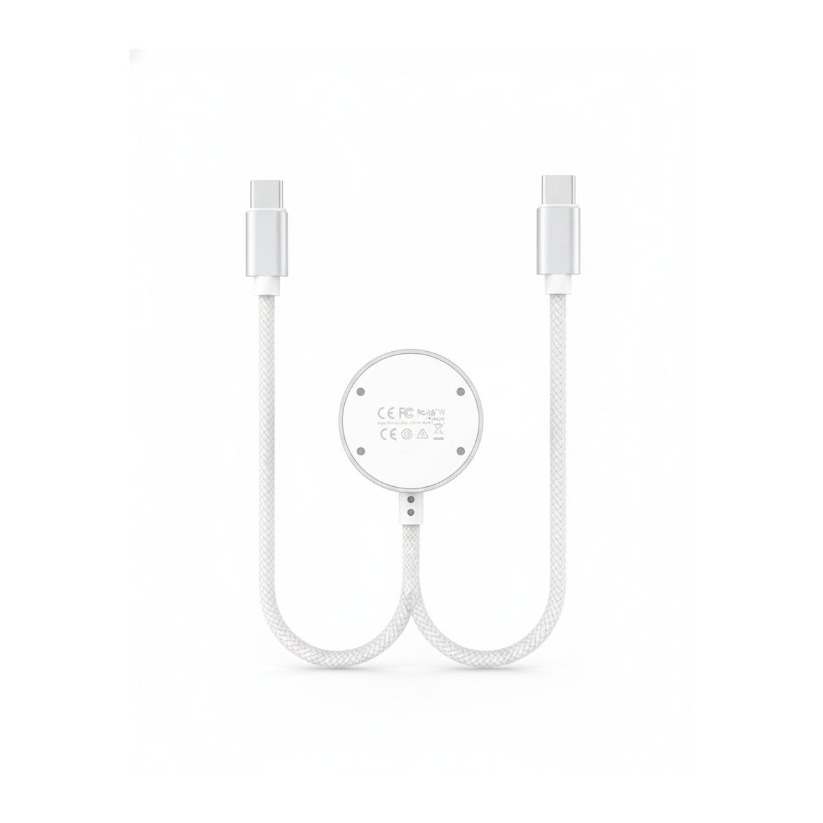 Budi 1.5M USB-C Cable 100W with Magnetic Smart Watch Charger White - rear view