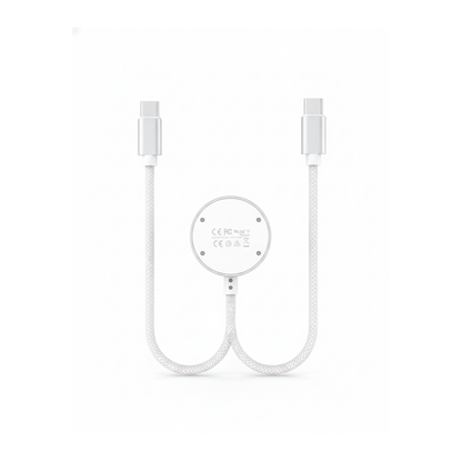 Budi 1.5M USB-C Cable 100W with Magnetic Smart Watch Charger White - rear view