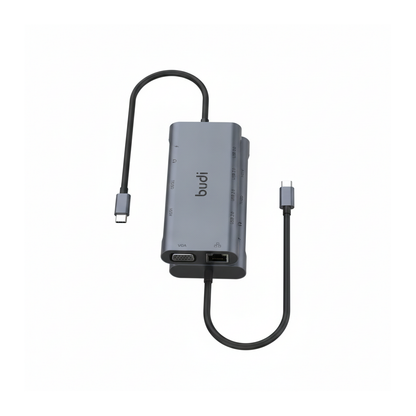 Budi 11-in-1 USB-C Docking Station HDMI VGA Ethernet SD TF Hub USB Hub FoneFunShop