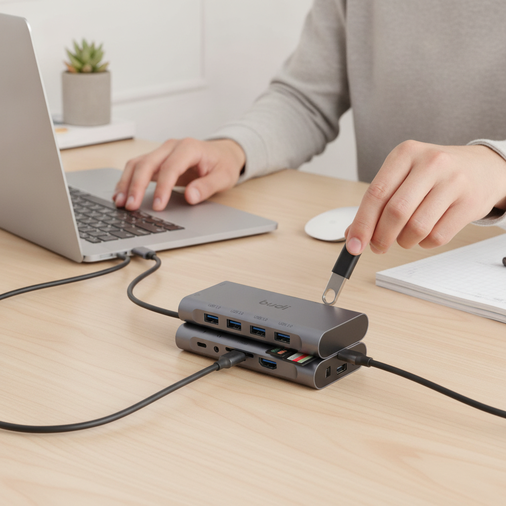 Budi 11-in-1 USB-C Docking Station HDMI VGA Ethernet SD TF Hub USB Hub FoneFunShop