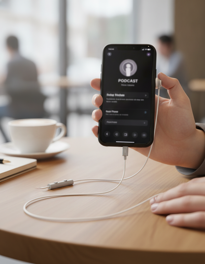 Budi EP39T USB-C Wired Earphones with Mic Sweatproof Ear Tips - in use 2