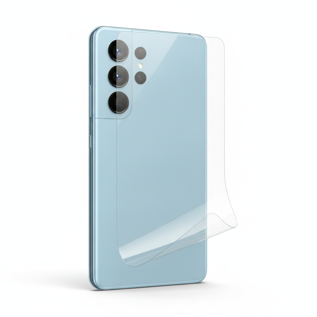 Clear hydrogel back film fitted on Samsung Galaxy Z Fold 5