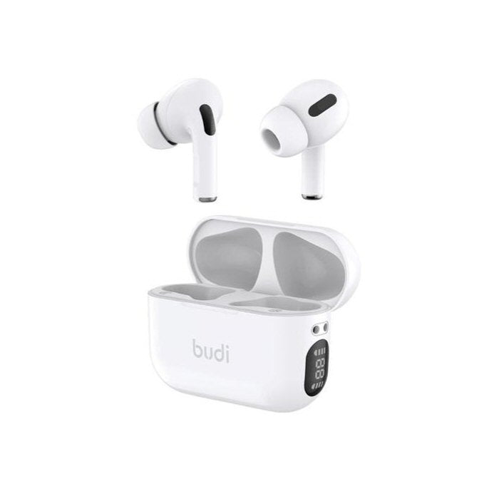 Budi TWS True Wireless Earphone Powerful Base in White Earphones FoneFunShop