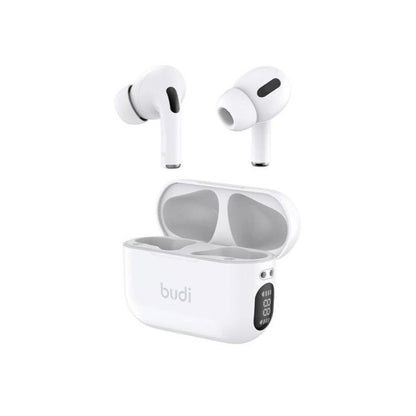 Budi TWS True Wireless Earphone Powerful Base in White Earphones FoneFunShop