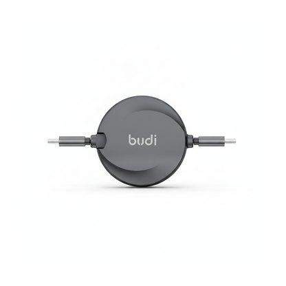 Budi 1M Retractable USB-C to USB-C Cable 65W PD Charge and Sync - front view