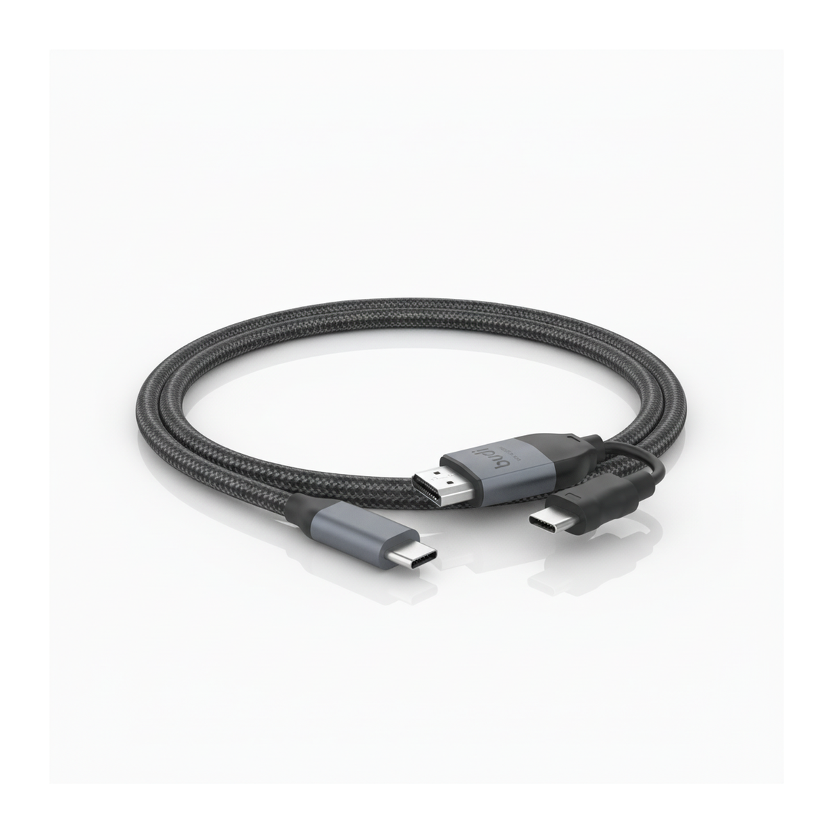 Budi USB-C to USB-C and 4K HDMI Cable 2M Braided 10Gbps 65W Charging - hero