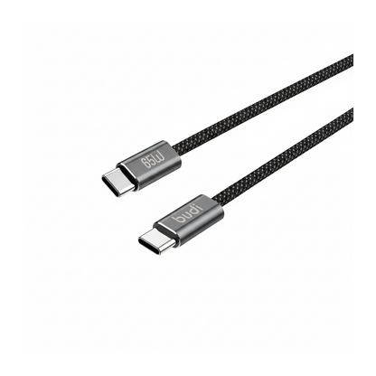 Budi 5M USB-C to USB-C Cable 65W PD Braided Long Charging Cable - angled left view