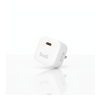 Budi 67W GaN USB-C Compact Wall Charger UK Plug PD Fast Charging - hero