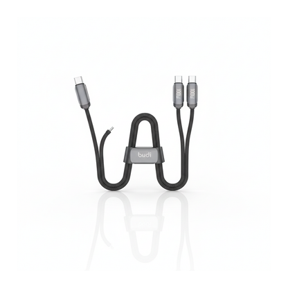 Budi 1.2M USB-C to Dual USB-C Cable 100W PD 2 in 1 Braided - hero