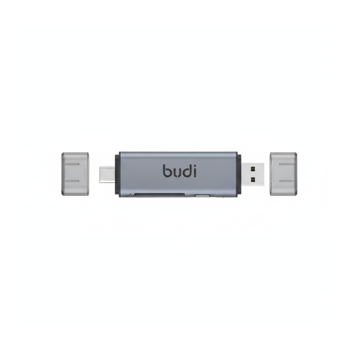 Budi USB-C and USB-A Card Reader with USB-C Hub SD TF 5Gbps - front view