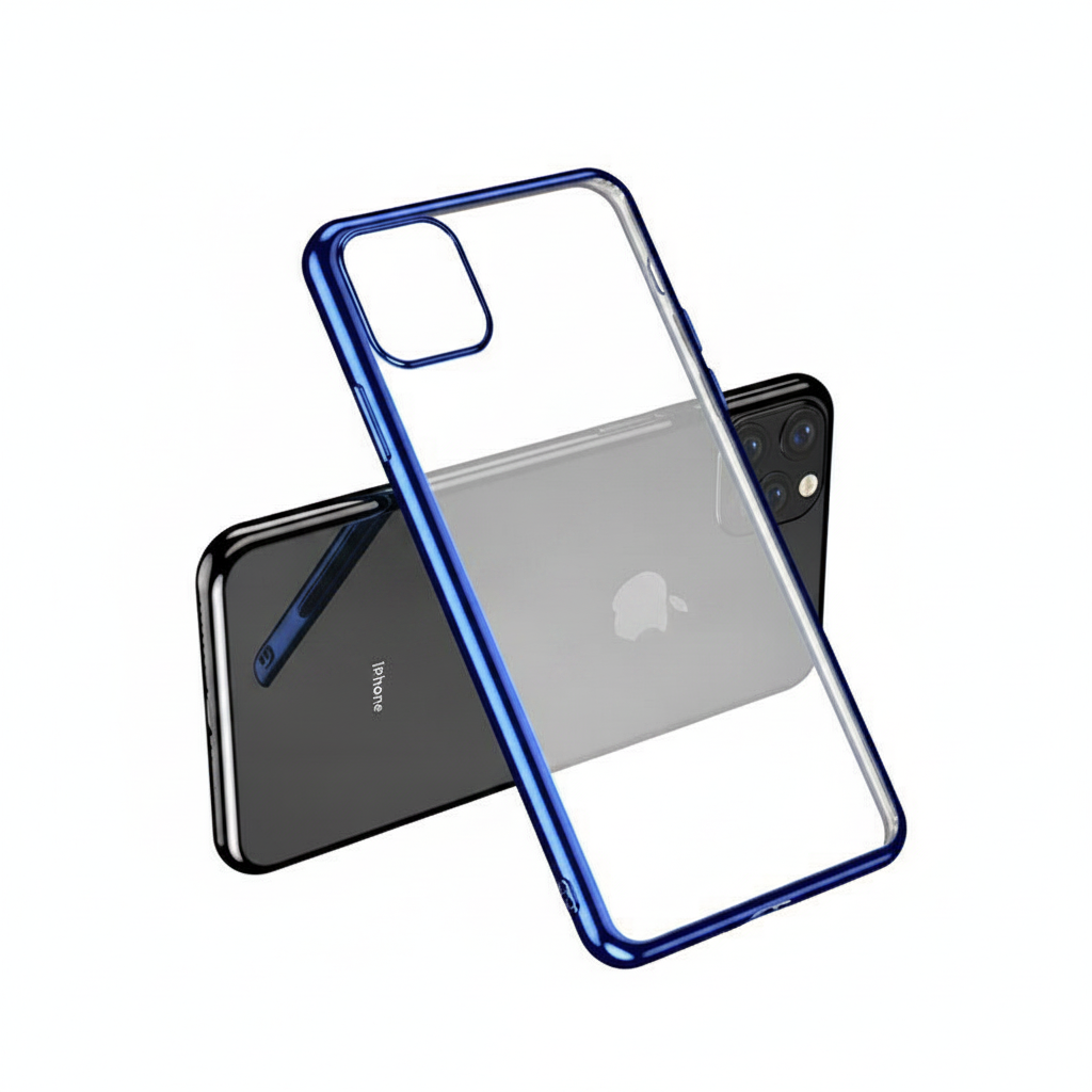 Case For iPhone 11 Pro Bulk Pack of 10 X Clear Silicone With Blue Edge Case Cover FoneFunShop