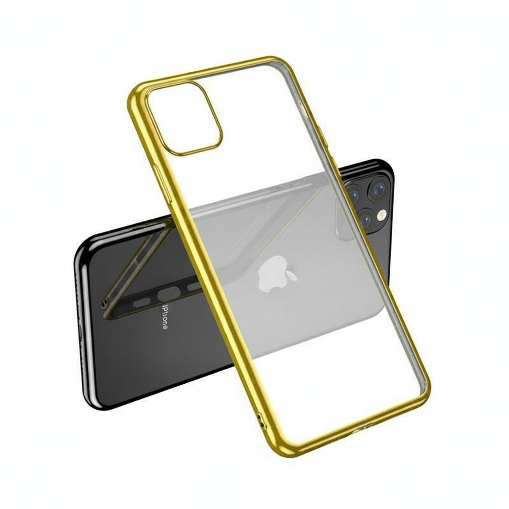 Case For iPhone 11 Pro Bulk Pack of 10 X Clear Silicone With Gold Edge Case Cover FoneFunShop