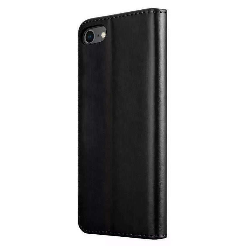 Case For iPhone 8 / SE2 / SE3 Leather Flip Wallet - Black Case Cover FoneFunShop
