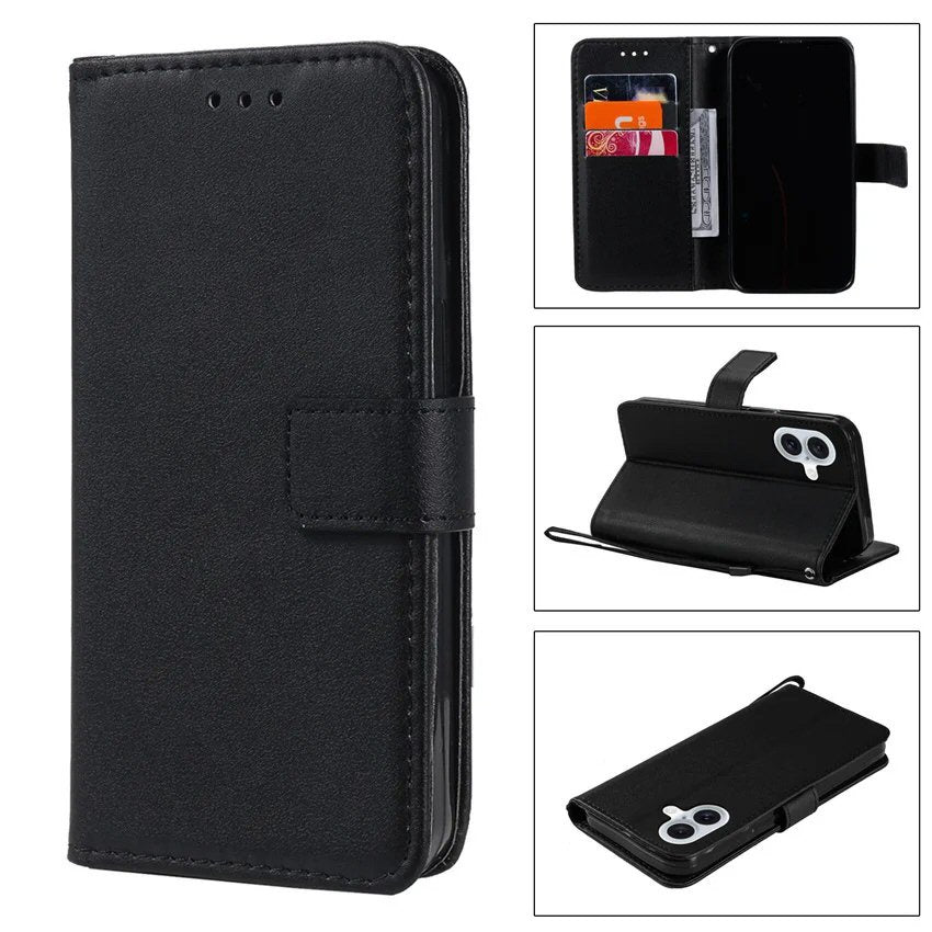 Case For iPhone 8 / SE2 / SE3 Leather Flip Wallet - Black Case Cover FoneFunShop