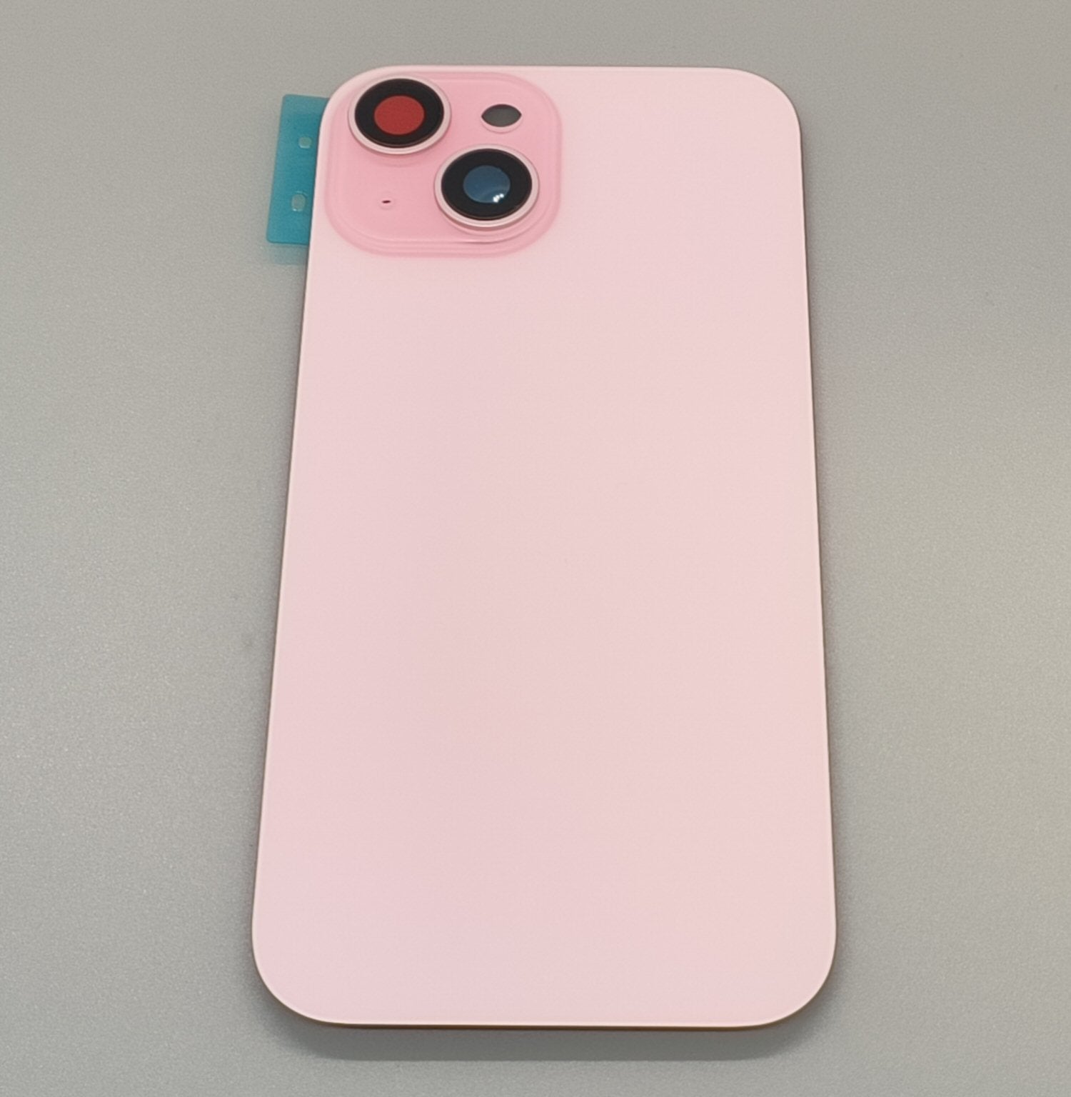 Glass Back For iPhone 15 Pink Battery Door Camera Lens Bezel Magnetism Ring + Metal Plate With Logo (OEM Used Pulled Part)