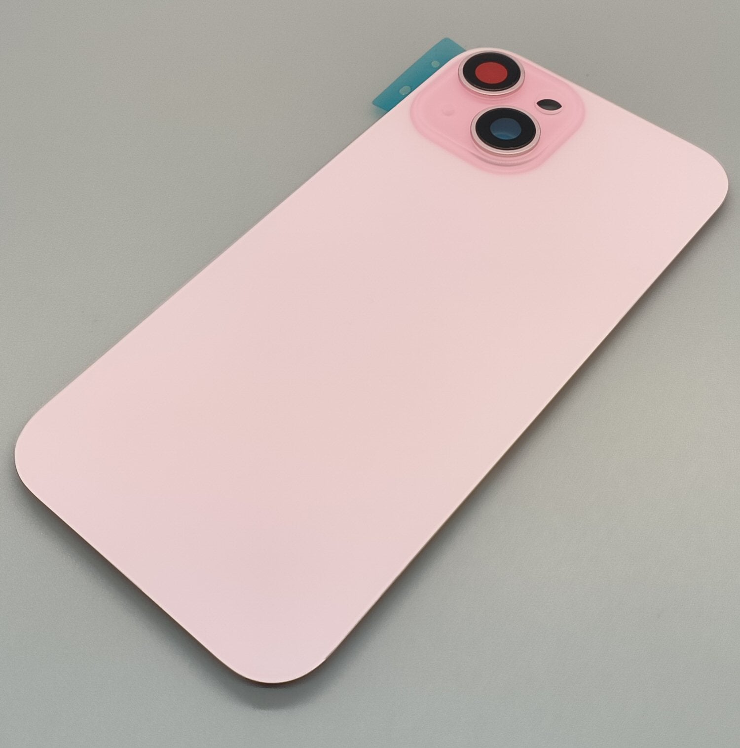 Glass Back For iPhone 15 Pink Battery Door Camera Lens Bezel Magnetism Ring + Metal Plate With Logo (OEM Used Pulled Part)