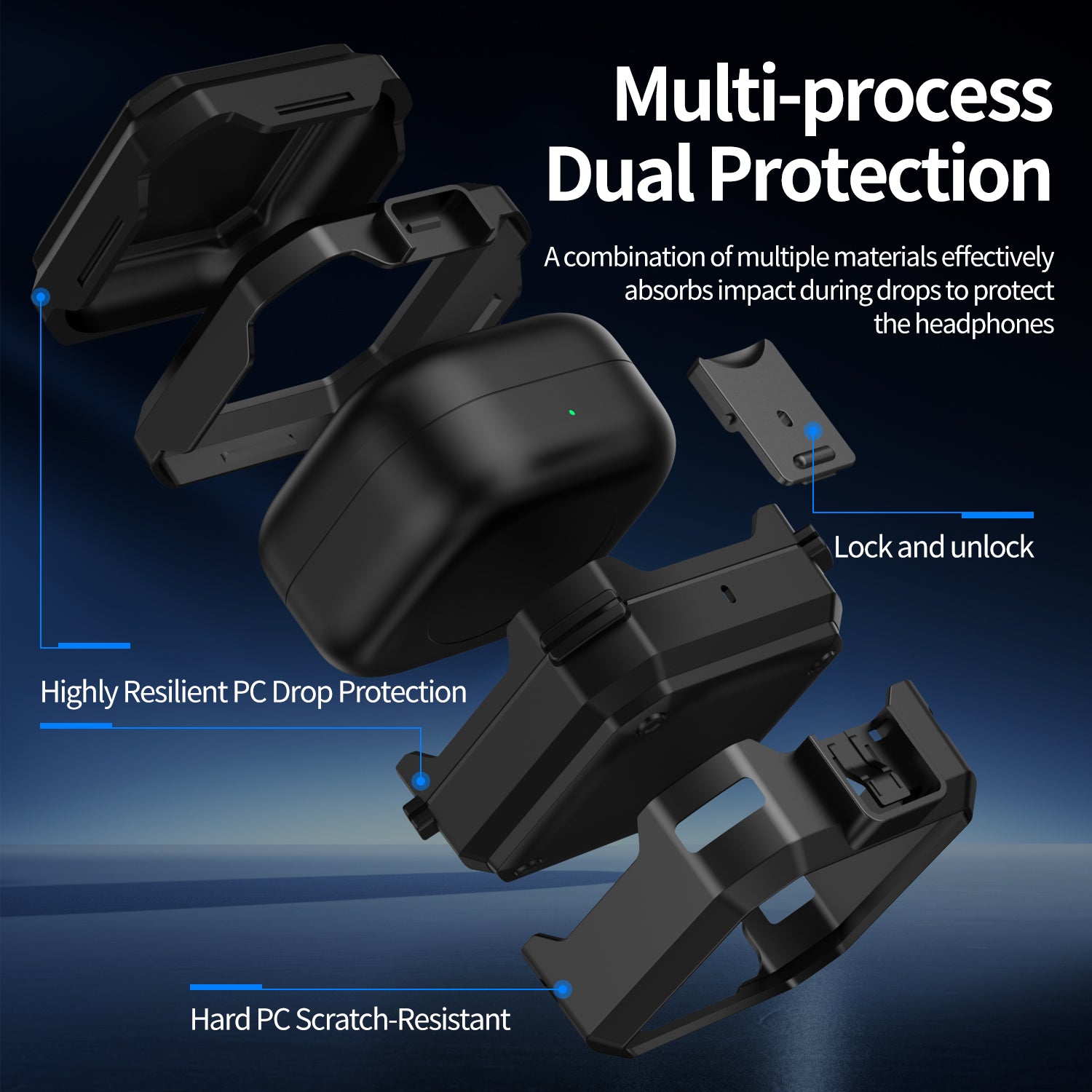 Pro Armor Rugged Case for Galaxy Buds 4 / 4 Pro - Black Case Cover FoneFunShop