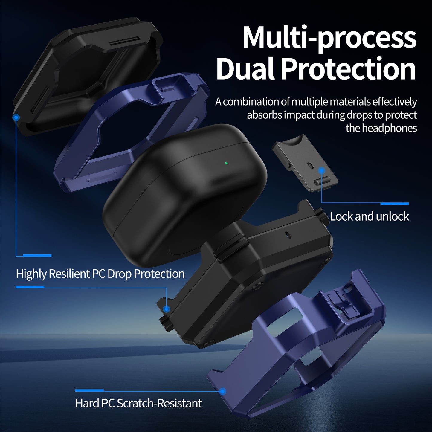 Pro Armor Rugged Case for Galaxy Buds 4 / 4 Pro - Blue Case Cover FoneFunShop