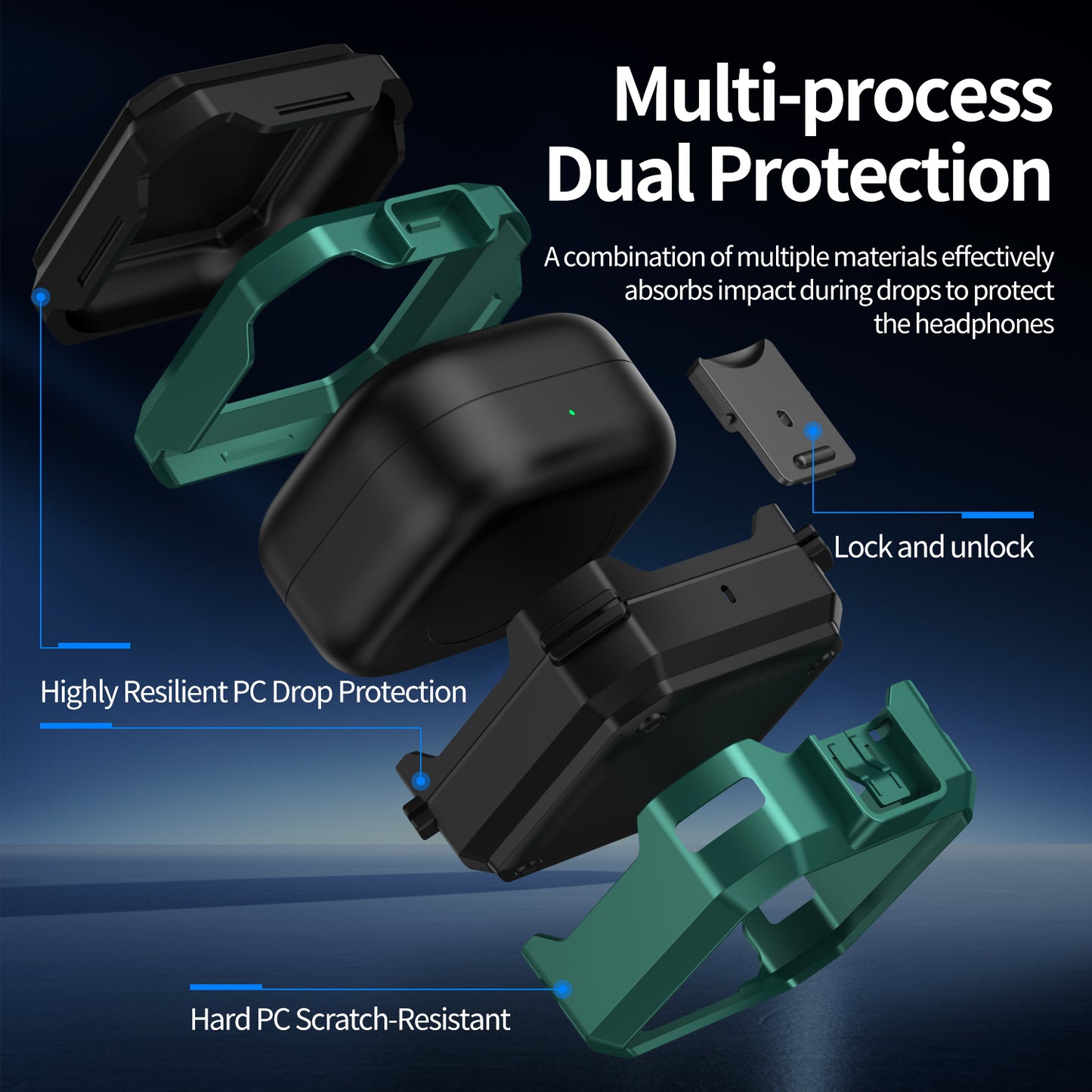 Pro Armor Rugged Case for Galaxy Buds 4 / 4 Pro - Green Case Cover FoneFunShop