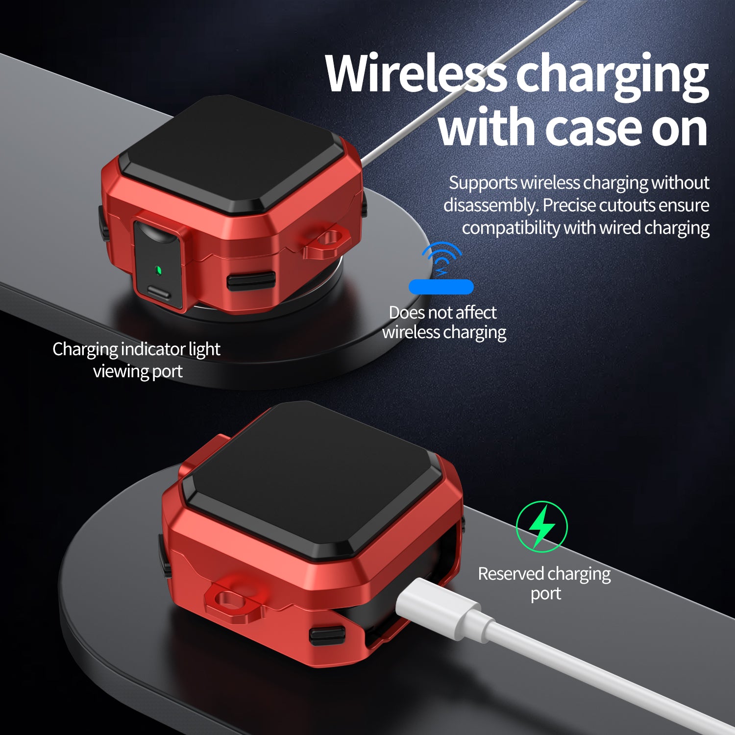 Pro Armor Rugged Case for Galaxy Buds 4 / 4 Pro - Red Case Cover FoneFunShop