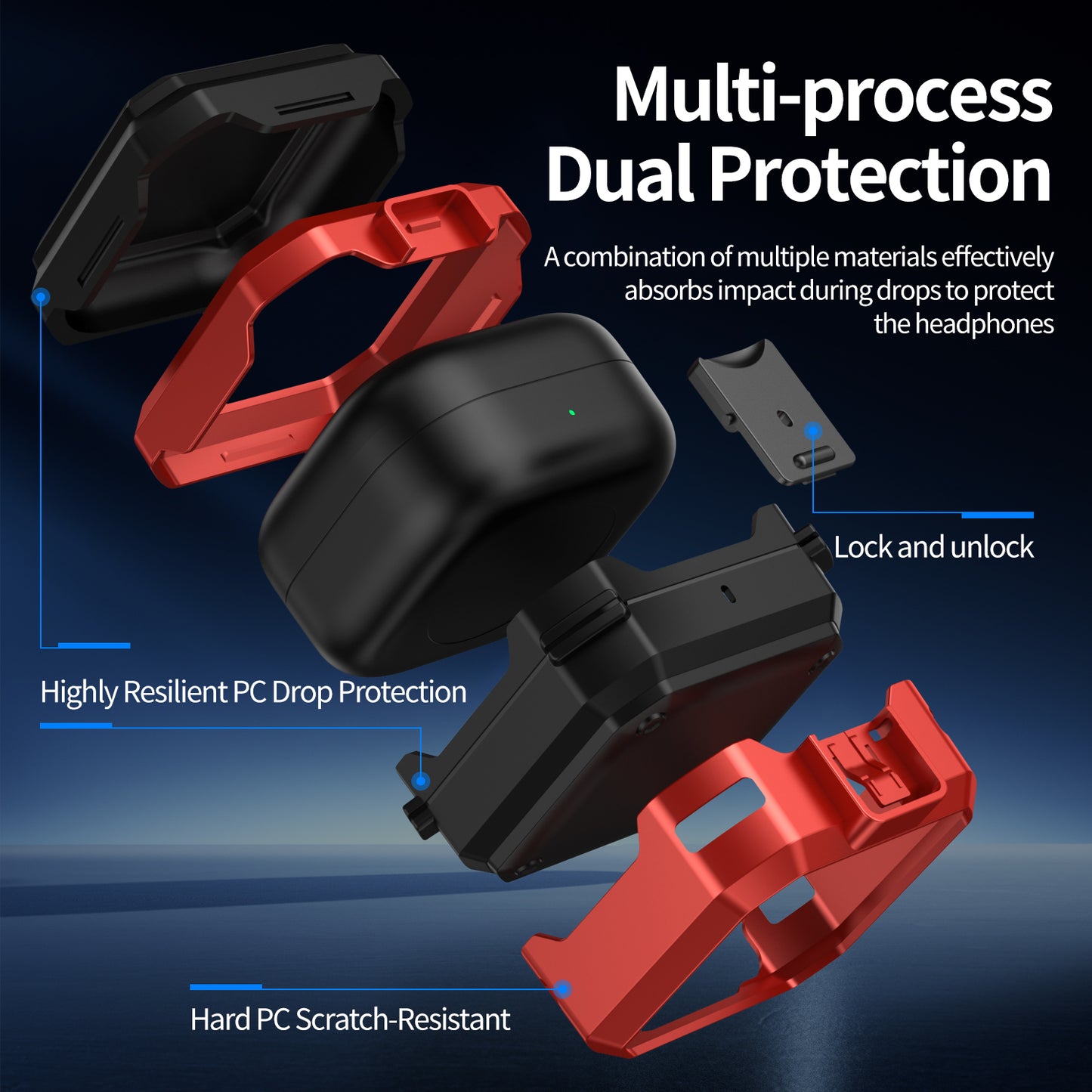 Pro Armor Rugged Case for Galaxy Buds 4 / 4 Pro - Red Case Cover FoneFunShop