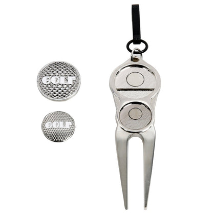 Golf Divot Pitch Mark Repair Tool Fork with 2 Magnetic Golf Ball Markers Silver Golf Accessorise FoneFunShop