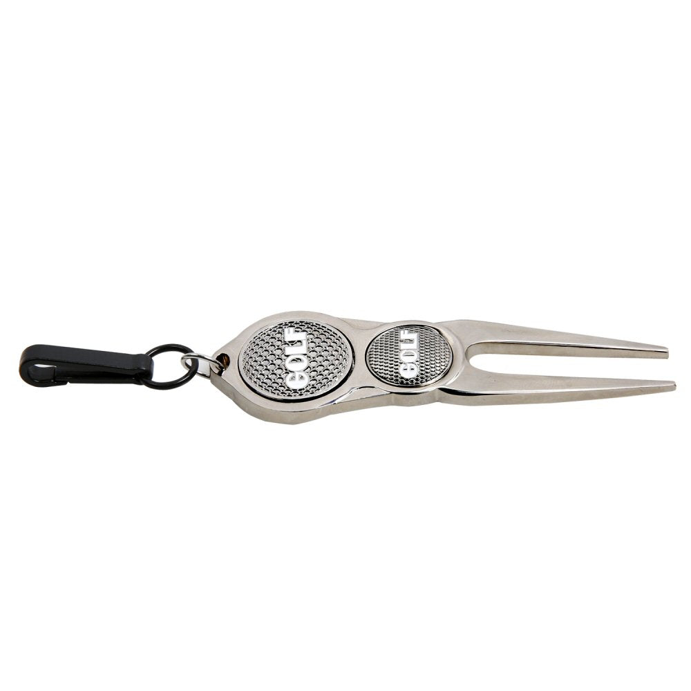 Golf Divot Pitch Mark Repair Tool Fork with 2 Magnetic Golf Ball Markers Silver Golf Accessorise FoneFunShop