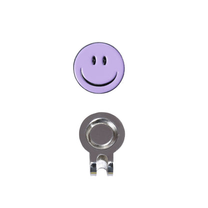 Magnetic Golf Ball Marker with Hat Clip Happy Smiley Face Purple Golf Accessorise FoneFunShop