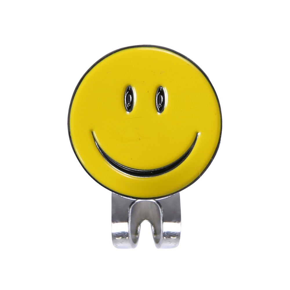 Magnetic Golf Ball Marker with Hat Clip Happy Smiley Face Yellow Golf Accessorise FoneFunShop