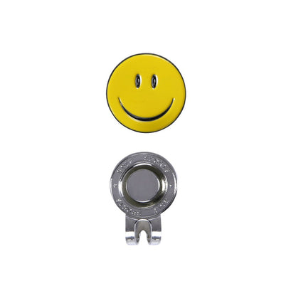 Magnetic Golf Ball Marker with Hat Clip Happy Smiley Face Yellow Golf Accessorise FoneFunShop