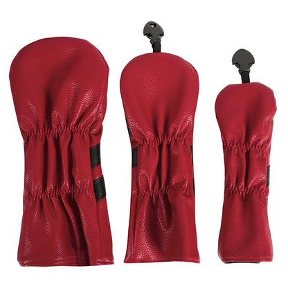 Leather Golf Covers Driver 1 3 5 Headcovers 3 Piece Set Red with Black Golf Accessorise FoneFunShop